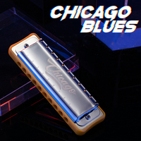 JDR Harmonica Chicago Diatonic Armonica 10-Hole 20 Tones Blues Harp C Key Professional Mouth Organ Musical Instruments Beginners