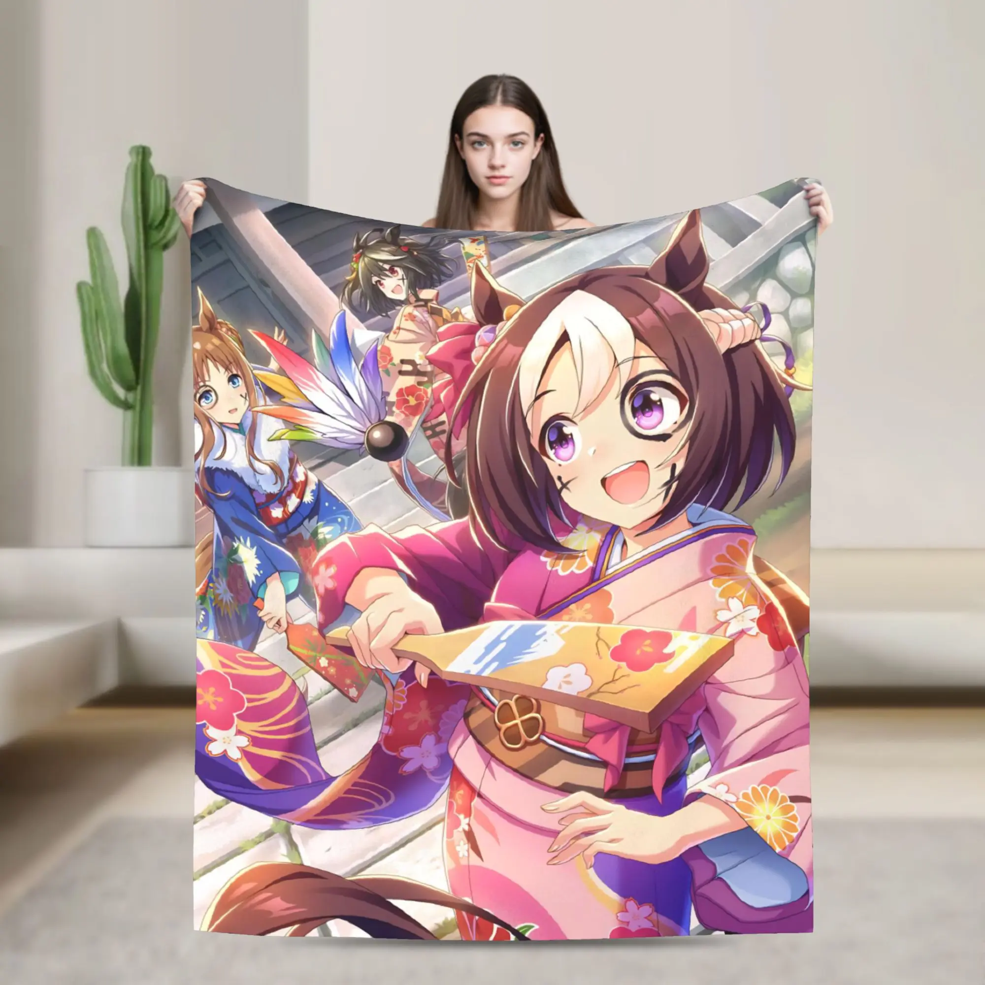 Special Week Uma Musume Pretty Derby Fleece Throw Blanket  Blanket for Sofa Car Super Warm Bedding Throws