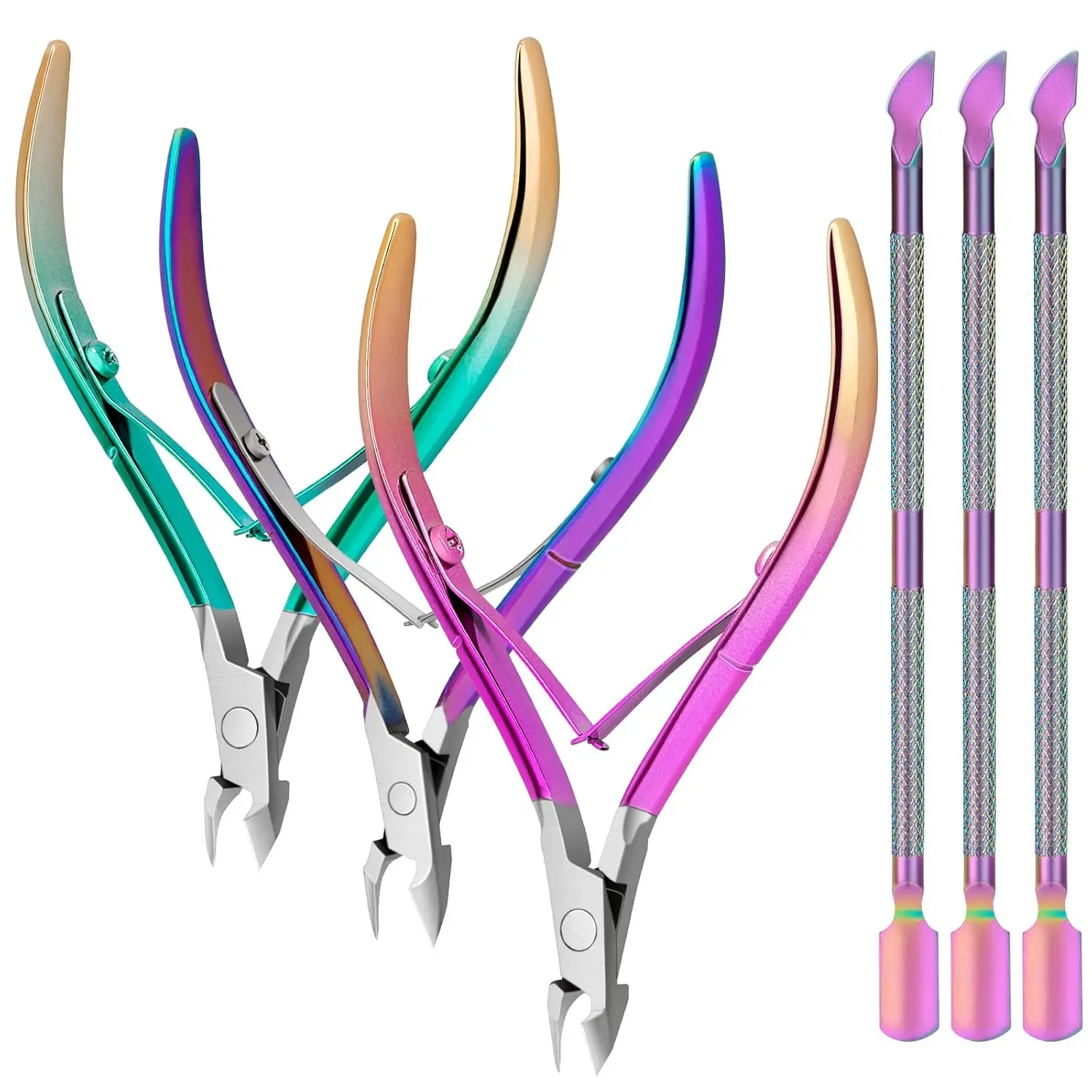 

Professional Cuticle Trimmer Set - Stainless Steel Manicure & Pedicure Tools, 6 Pcs