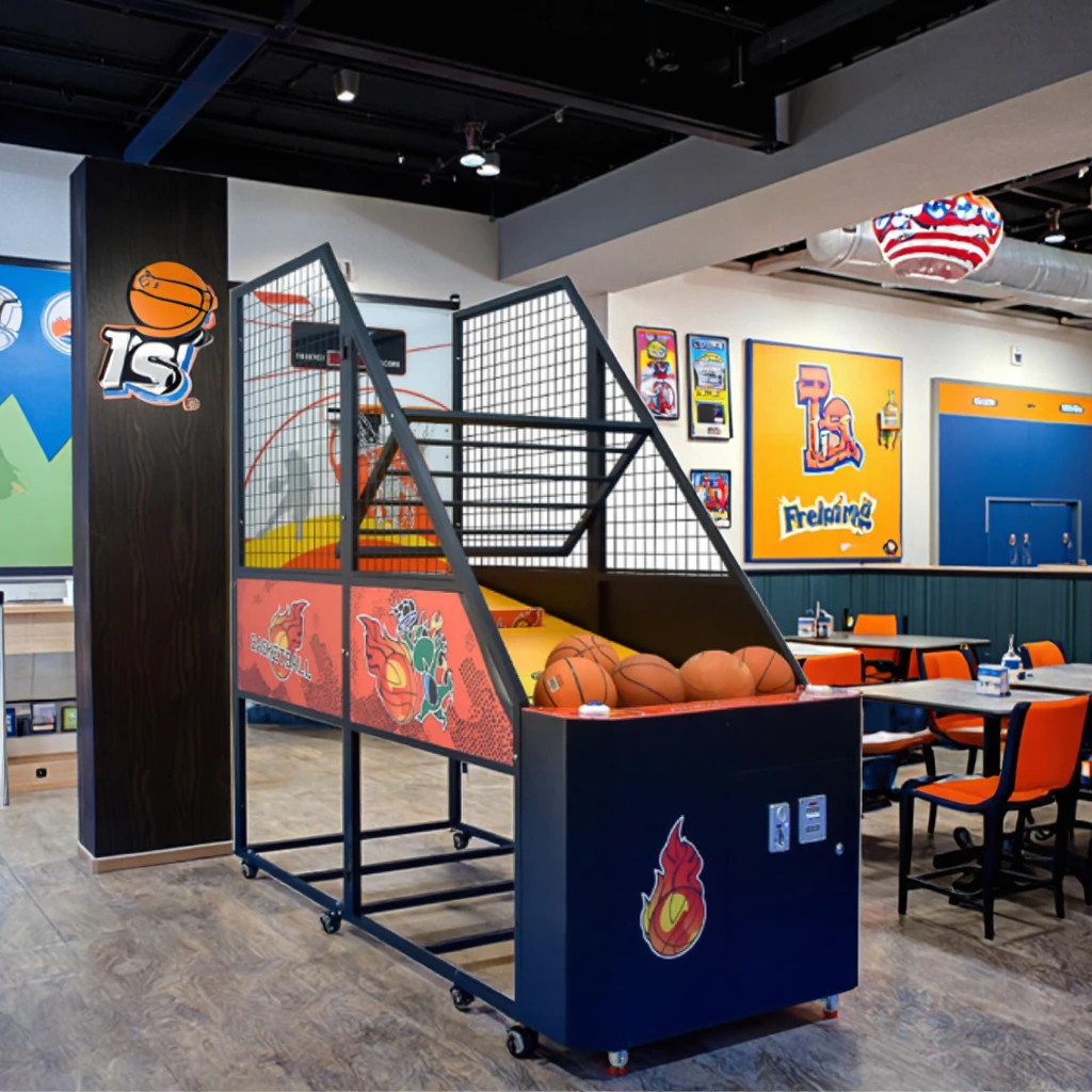 

Складная аркадная игровая машина для уличного баскетбола с монетоприемником, машина для стрельбы по баскетболу, баскетбольная тренировочная машина
