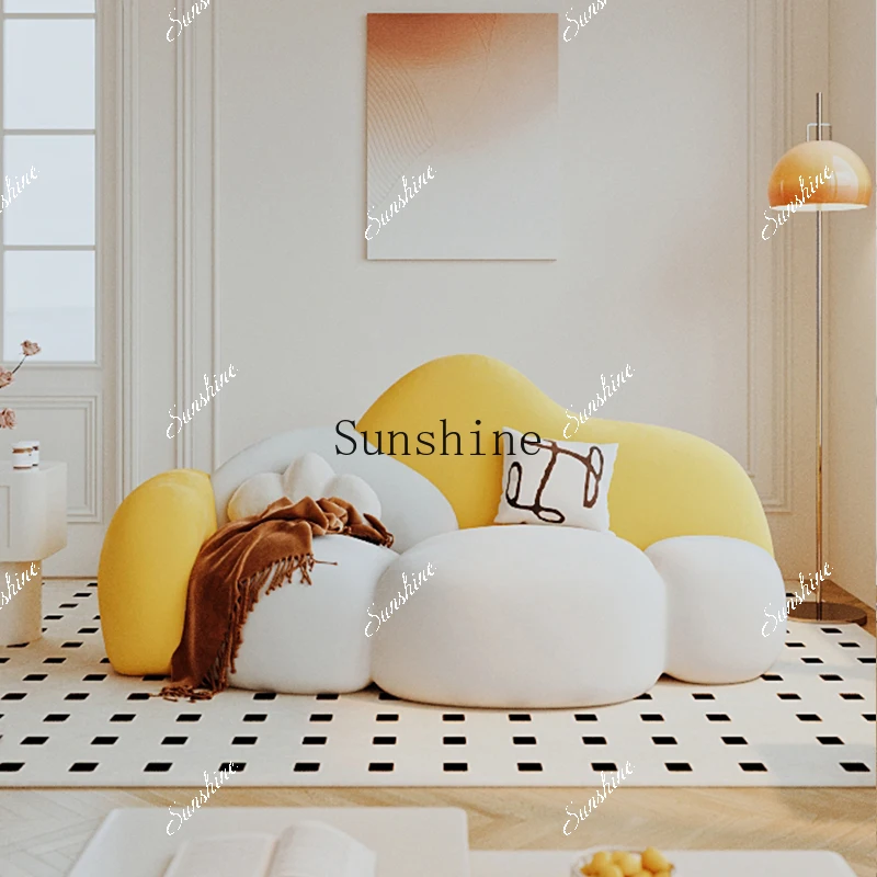 Special-shaped fabric cream style living room bedroom small apartment home design cloud sofa  FT