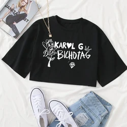 Karol G Bichota 2024 Tour Shirt donna o-collo maniche corte Crop top t-Shirt fan Gift Tops