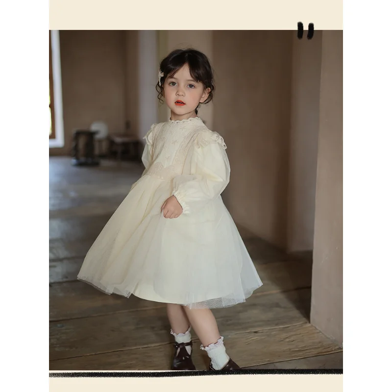 Girls Dress 2023 Temperament Lace 2023 Spring and Autumn New Princess Gauze Birthday Party Princess Sweet Casual Cute Dress