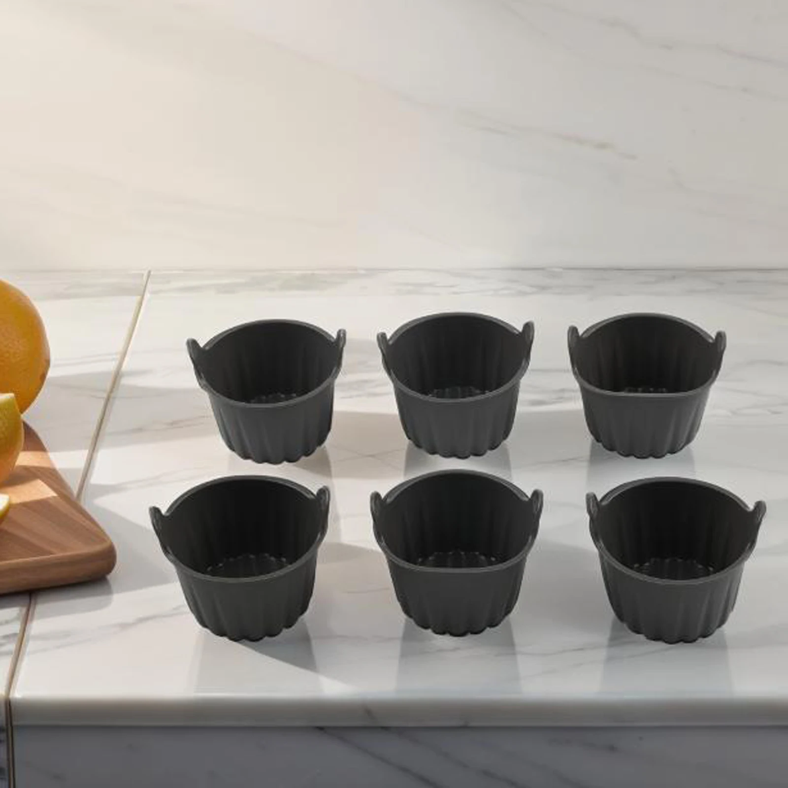 Set of 6 Silicone Baking Ramekins for Air Fryers Multi functional Cups for Muffins and Eggs Non and Easy to Clean