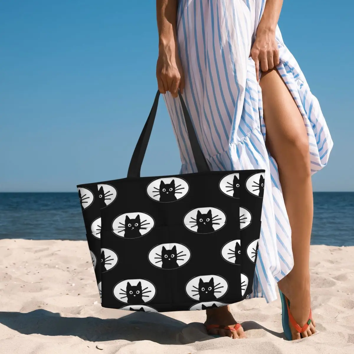 Black Cat Fac Beach Tote Bag Deporte Gimnasio Yoga Duffle Bolso grande Bolsa de viaje para mujer Bolsa de fitness