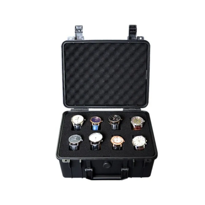 6 8 10 Grid Plastic Watch Organizer Box Portable Man Watch Storage Case Men's Wristwatch Boxes Black Watches Travel Container