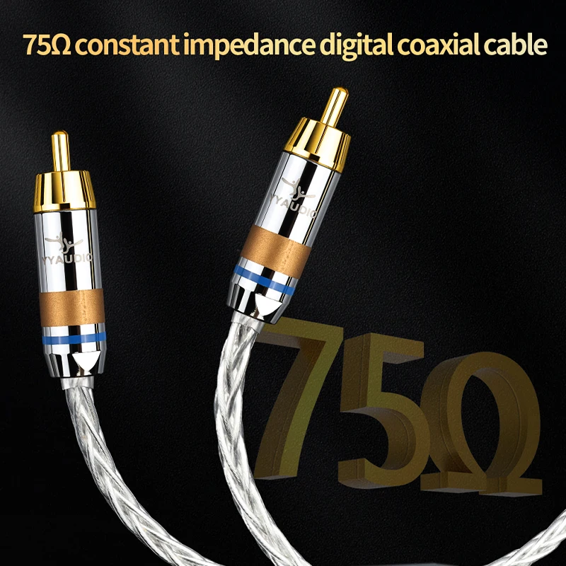 YYAUDIO 7N OCC posrebrzany 75OHM Hifi cyfrowy koncentryczny Audio wideo kabel Rca Hi-end RCA do RCA męski Subwoofer kabel Audio 1m 2m — zdjęcie produktu 3