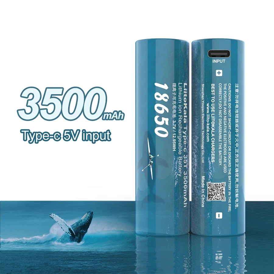 بطارية ليثيوم أيون قابلة لإعادة الشحن LiitoKala ، من من من من النوع C ، من النوع C ، مع مللي أمبير في الساعة ، مع إدخال 5 فولت للألعاب ، لوحات المفاتيح ، جهاز التحكم عن بعد ،