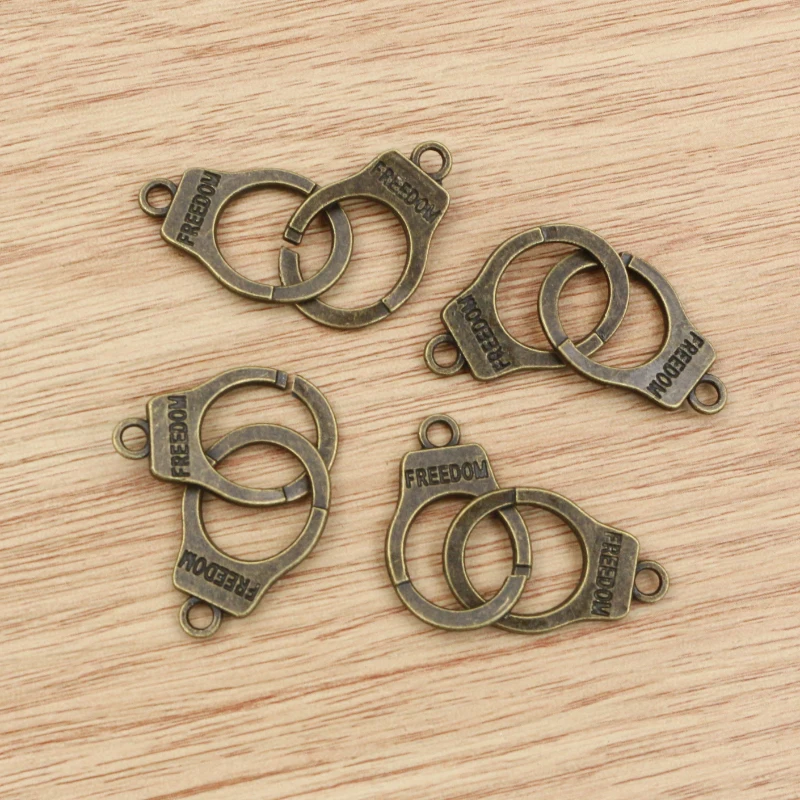 10pcs Handcuffs Freedom Charms 30x10mm 42x15mm Making Pendant fit,Vintage Bronze Tibetan Silver color,DIY Jewelry Supplies