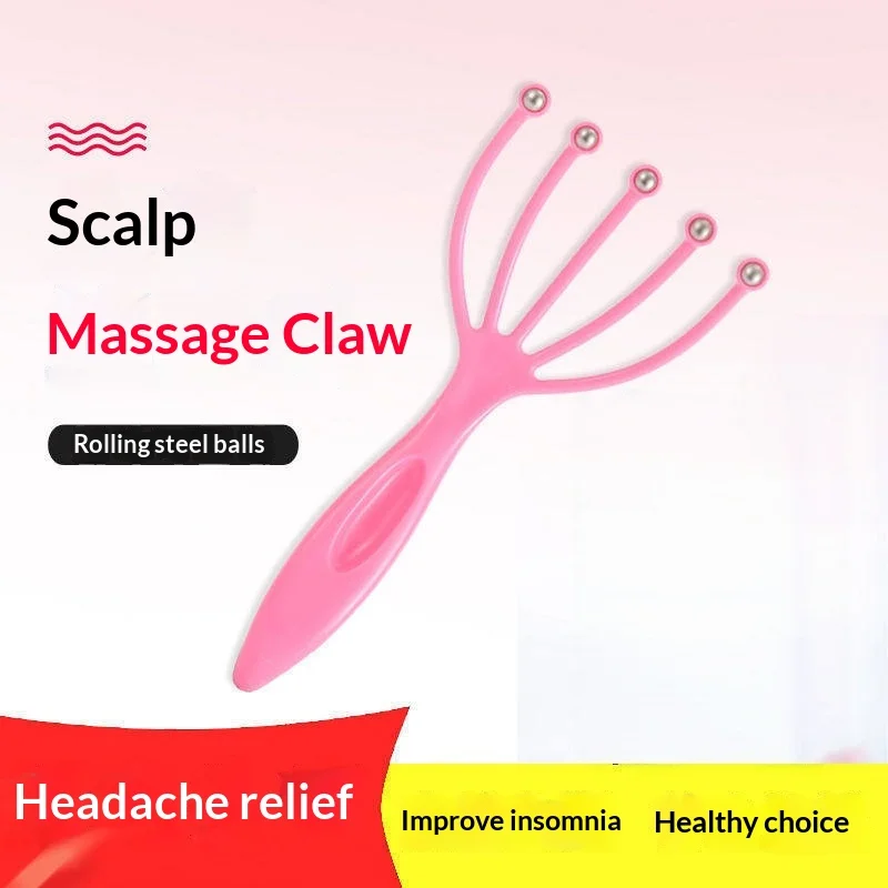 Handheld 5 Fingers Rolling Ball Head Massager Scalp Massage Claw Relieve Headache Stress Promote Hair Growth Relax Tool