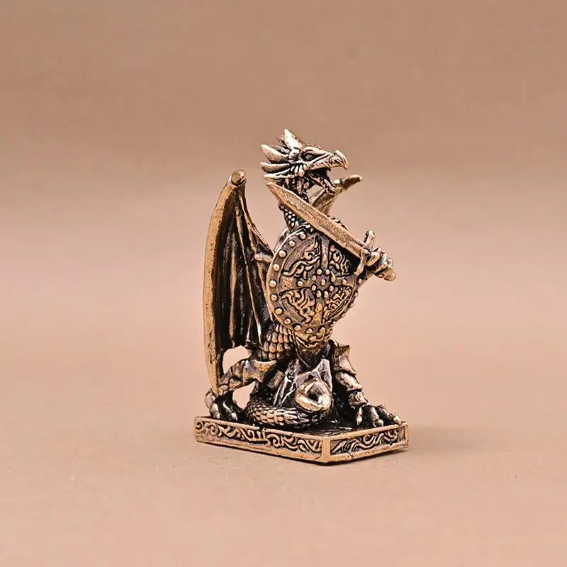 New Pure Brass Dragon Warrior Statue Desktop Ornament, European Mythology Griffin Ornament, Retro Home Feng Shui Decoration