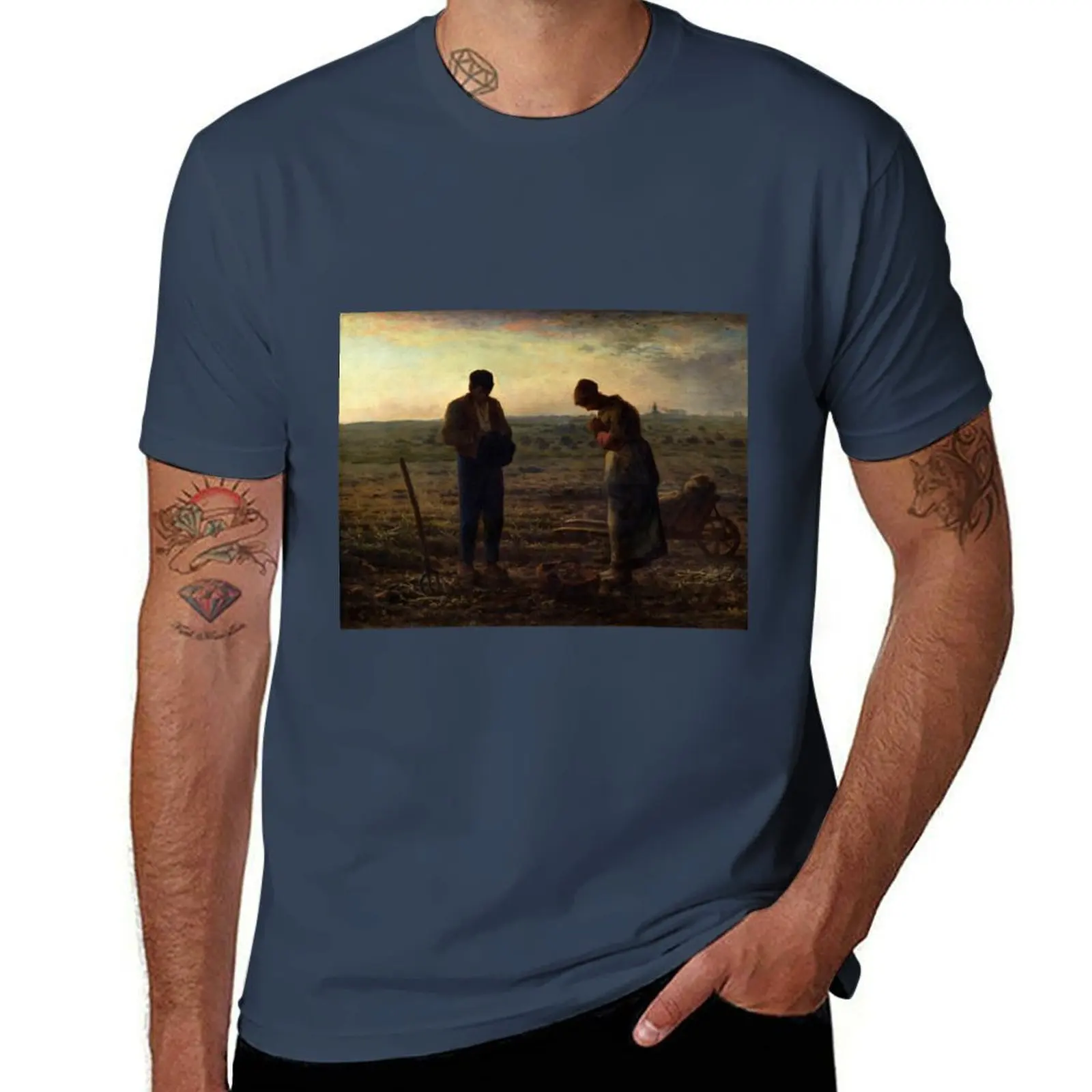 Camiseta Jean-Francois Millet's The Angelus, camisetas de algodón para hombre, camiseta suave de algodón para hombre, camiseta de verano