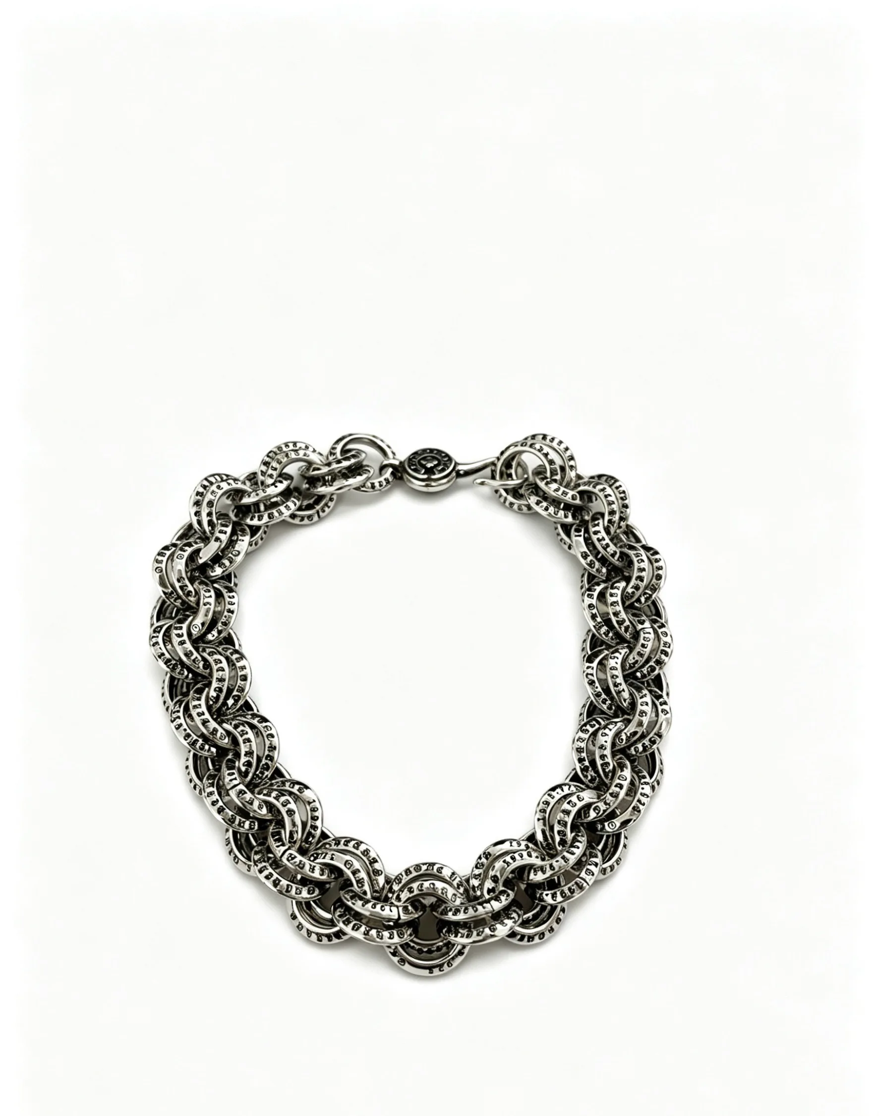 S925 sterling silver charm light luxury retro old hemp rope circle elegant CH couple bracelet