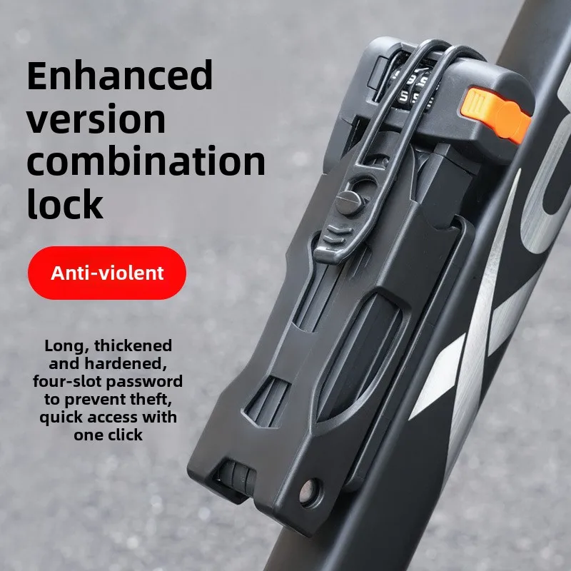 

Bicycle Folding Lock Road Bike Waterproof Thick Alloy Steel Four-Digit Code Mountain Bike Anti-Theft Lock Cycling Equipment