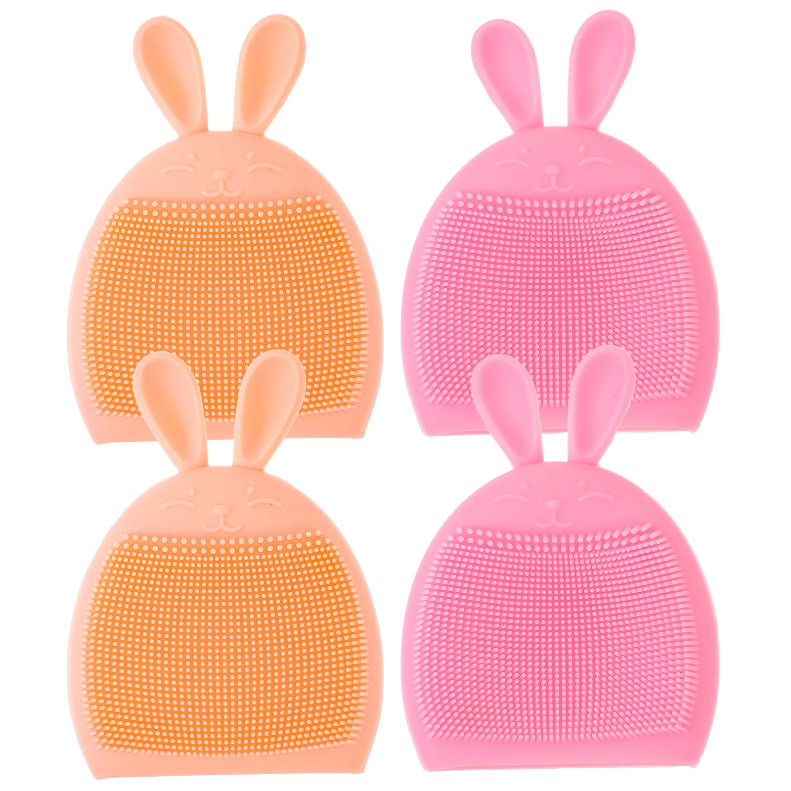 4Pcs Silicone Rabbit Face Scrubber Brush Set Gentle Exfoliating Soft Facial Cleanser Waterproof Face Massager for Delicate Skin