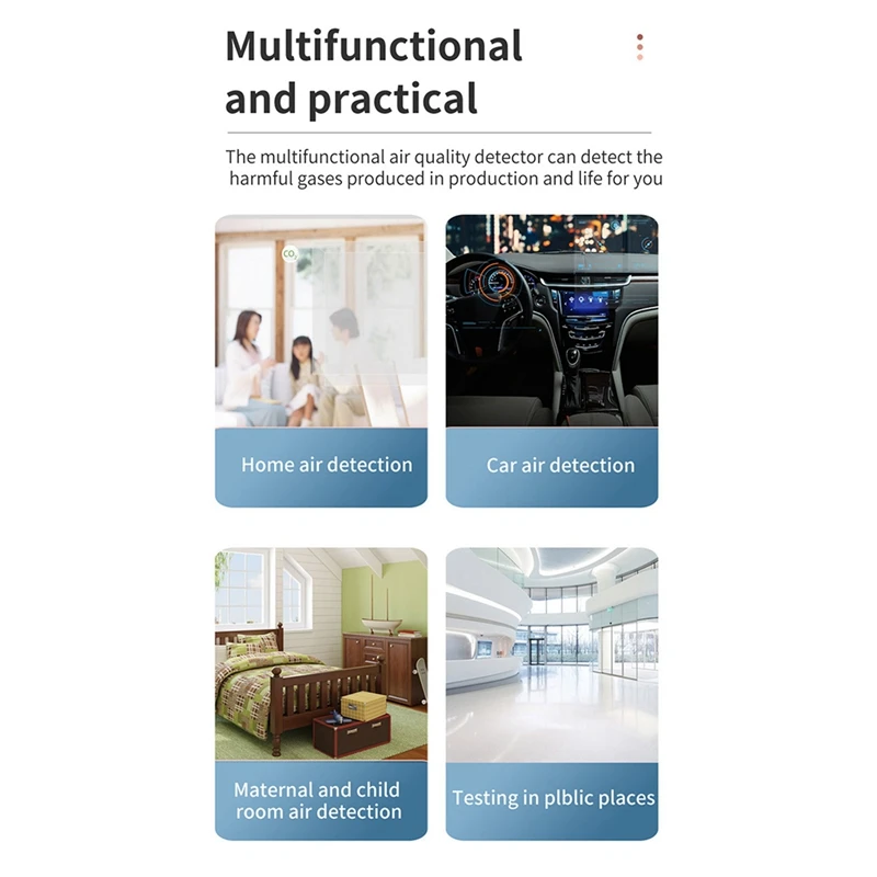 2X 6 в 1 PM2.5 PM10 HCHO TVOC CO CO2 детектор качества воздуха CO CO2 Монитор формальдегида офисный тестер качества воздуха, черный