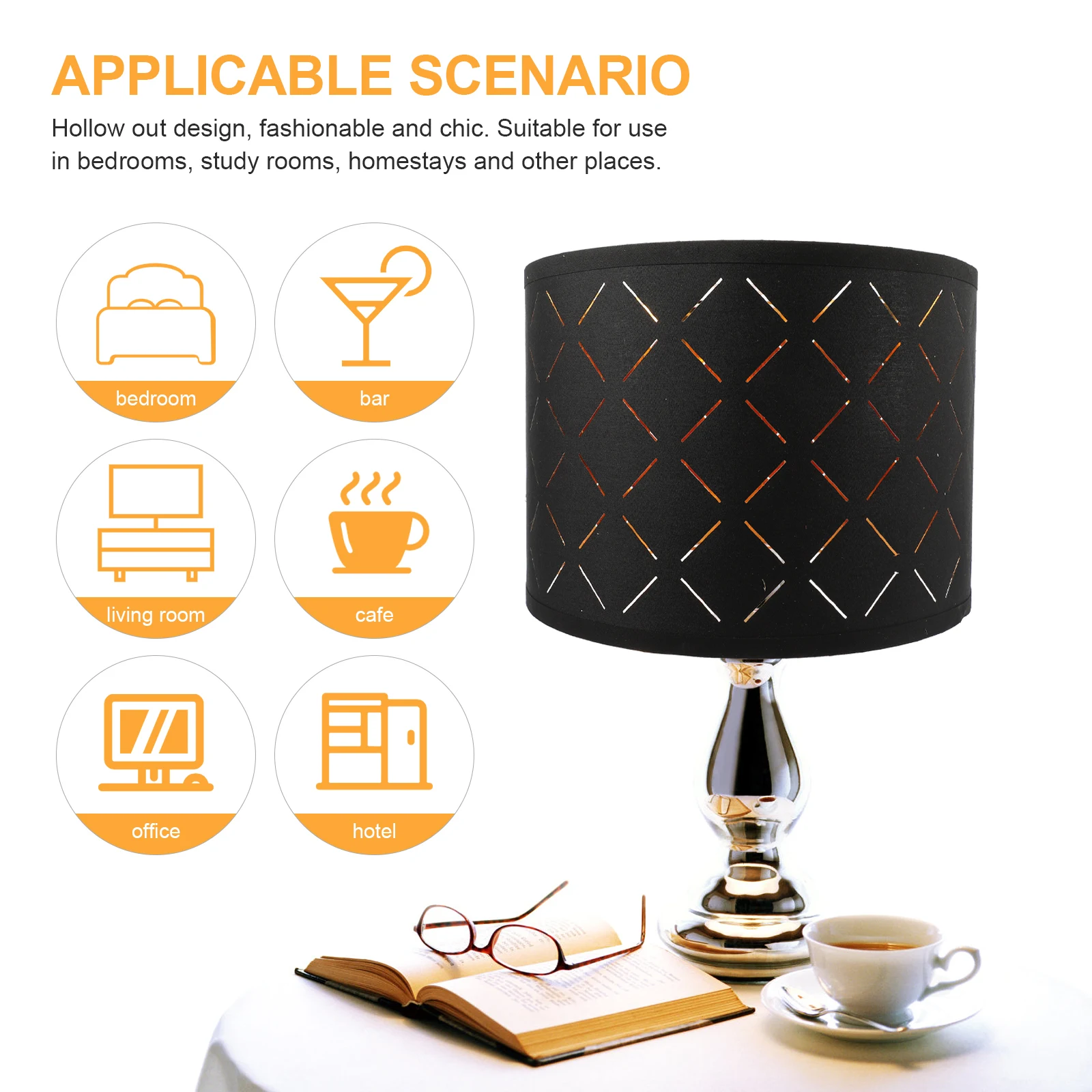 

Black Lampshade Decorative Lamp Shade Fabric Cover for Desk Lamp Combed Tc Cloth Modern Replacement Large Lampshades