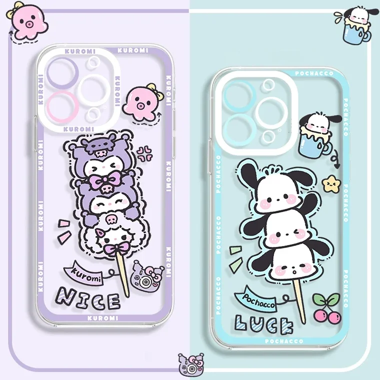 Sanrio Lovely Cinnamoroll Hello Kitty Phone Case for IPhone 16 15 14 13 12 11 Pro Max 7Plus Mini X XS XR Clear Soft Cover Fundas