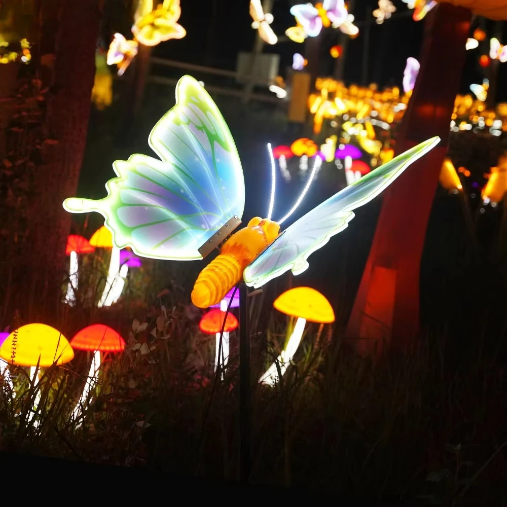 New design waterproof and realistic large butterfly garden ornament, insect wing movement, playful dynamic garden ornament
