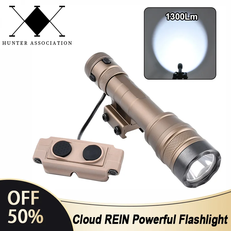 Tactiacl REIN 1.0 Micro Kit Cloud Defensive Weapon 1300Lumens Powerful Flashlight Scout Hunting Light Fit 20mm Rail AR15 Airsoft