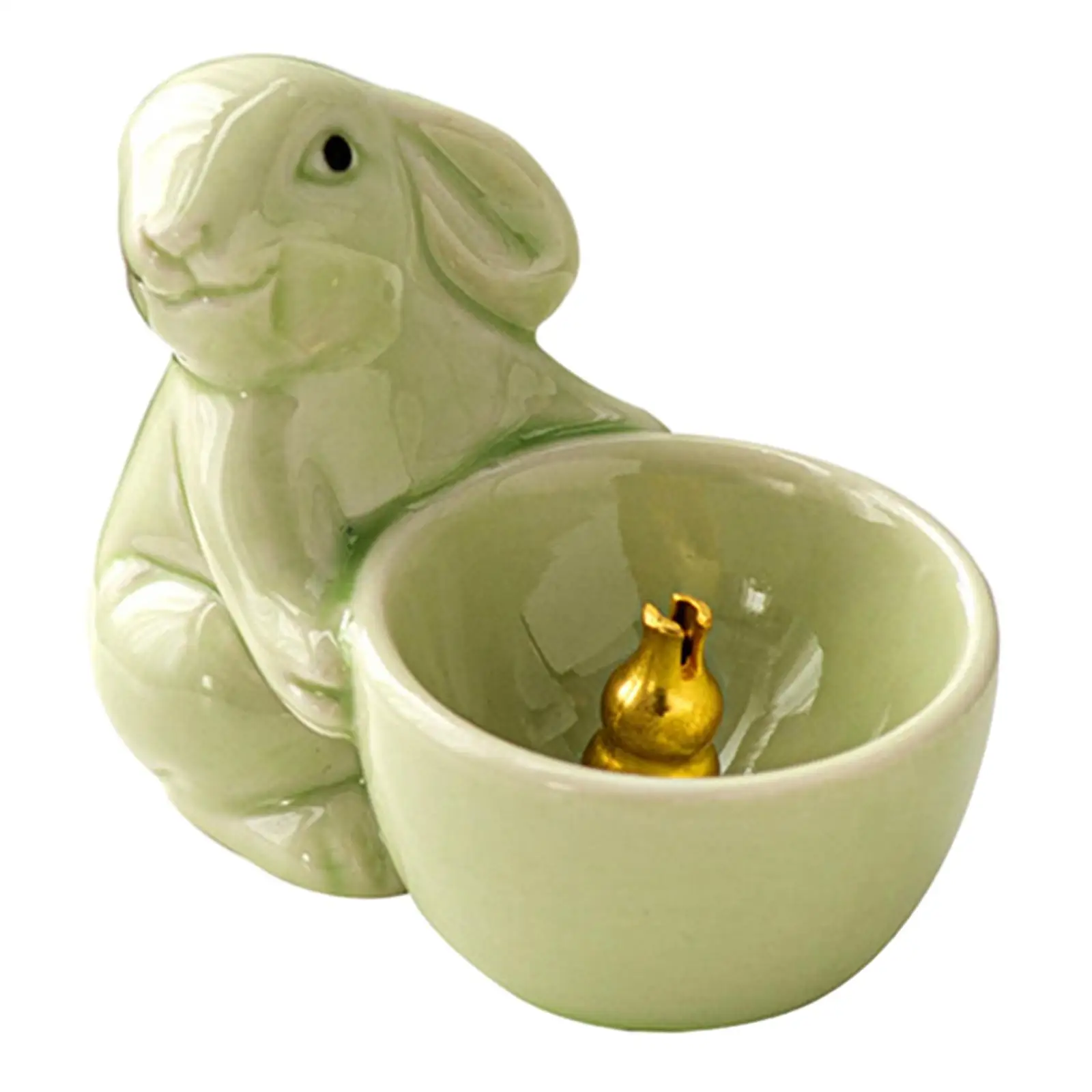 Rabbit Incense Holder Statue Cartoon Animal Figurine Incense Stick Holder Incense Burner for Tabletop New Year SPA Decoration