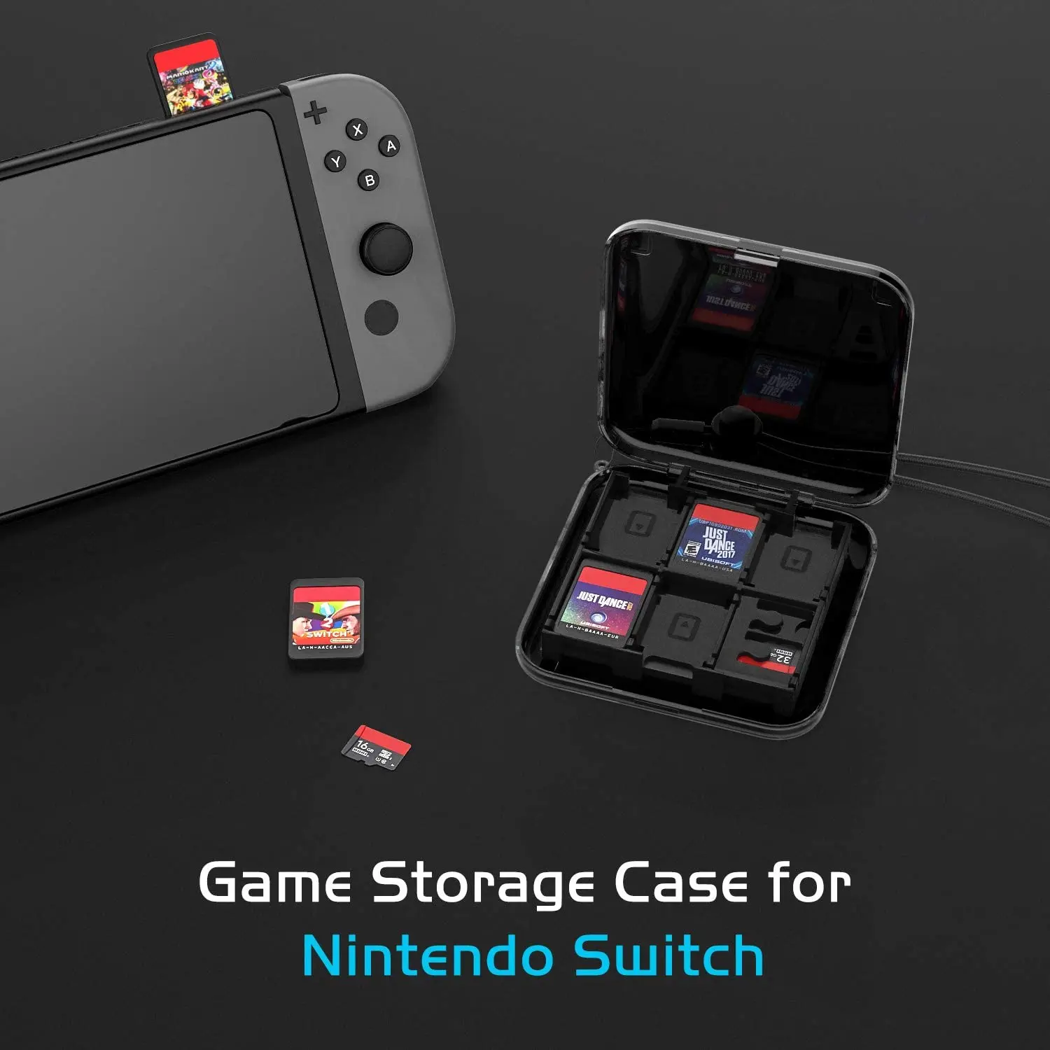 لعبة بطاقة كم متوافق التبديل لعبة تخزين خراطيش مع 12 لعبة بطاقة حالات الصلب واقية الكمبيوتر حامل