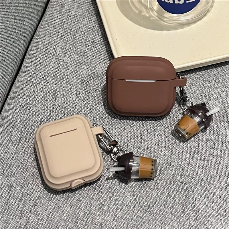 Симпатичный брелок для ключей с молочным чаем для apple AirPods 1/2/3/Pro, чехол, твердый силиконовый чехол для наушников, чехол для AirPods Pro 2, зарядное устройство