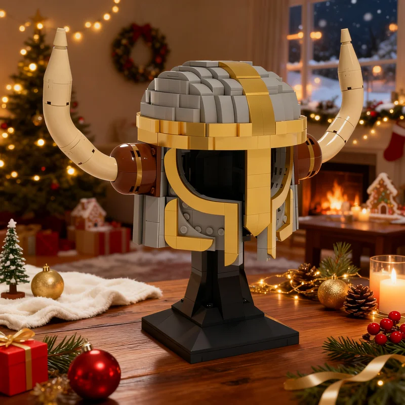 697pcs MOC Vikings Viking Helmet Model Building Blocks Construction Toy Christmas Gift Brick 3D Creative Collection Assemble