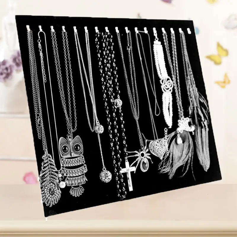 Black 17 Hook Necklace Jewelry Tray Display (17 Hook Necklace)