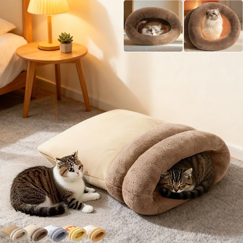 

Upgraded Cat Sleeping Bag Winter Thickened Warmth Pet Nest Secure Hideaway for Cats and Puppy Washable Pet Products Panier Chat