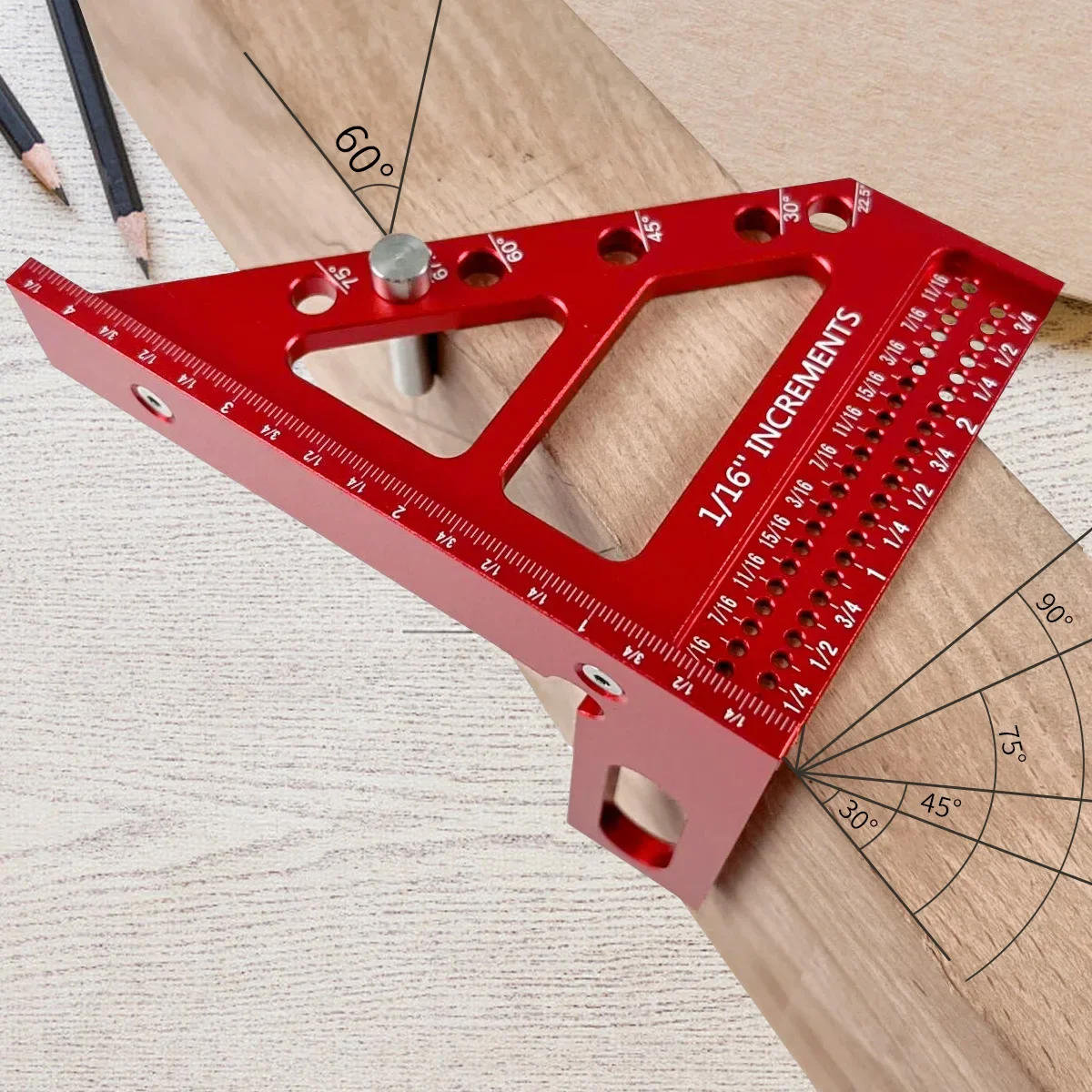 Miarka kątowa 3D wielokątna - precyzyjny kątomierz stolarski 22,5-90 stopni i trójkątna miarka kątowa dla inżyniera