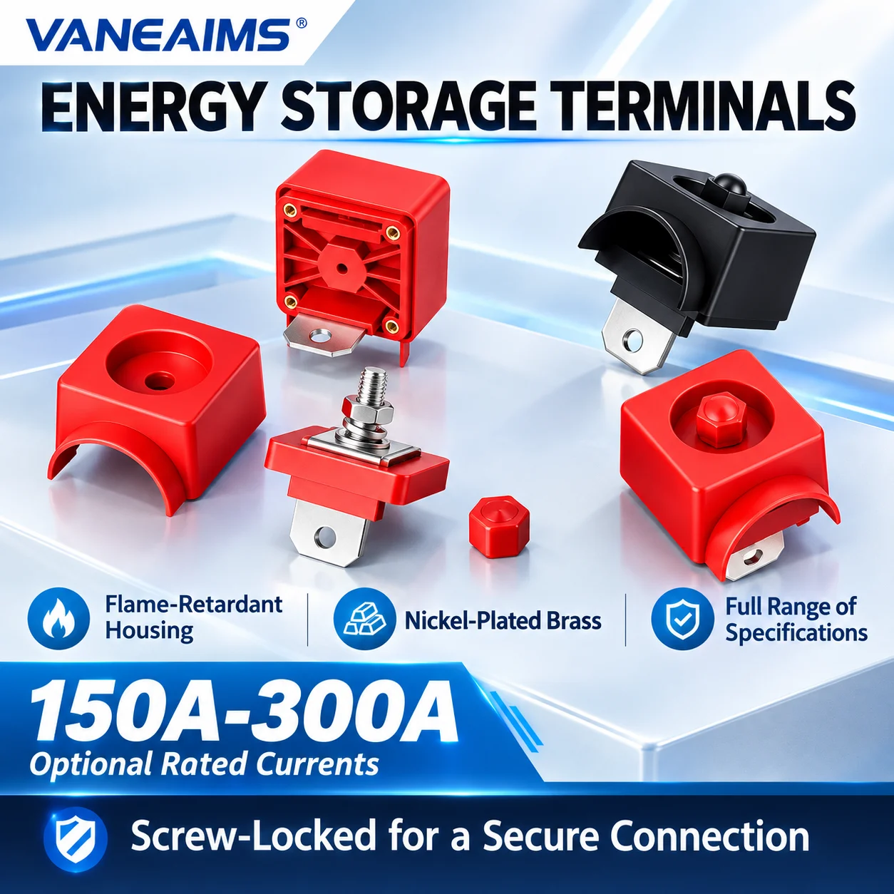M6 M8 All Copper Lithium Battery Inverter Terminal Binding Post High Current 150A 250A 300A Energy Storage Terminal Connectors