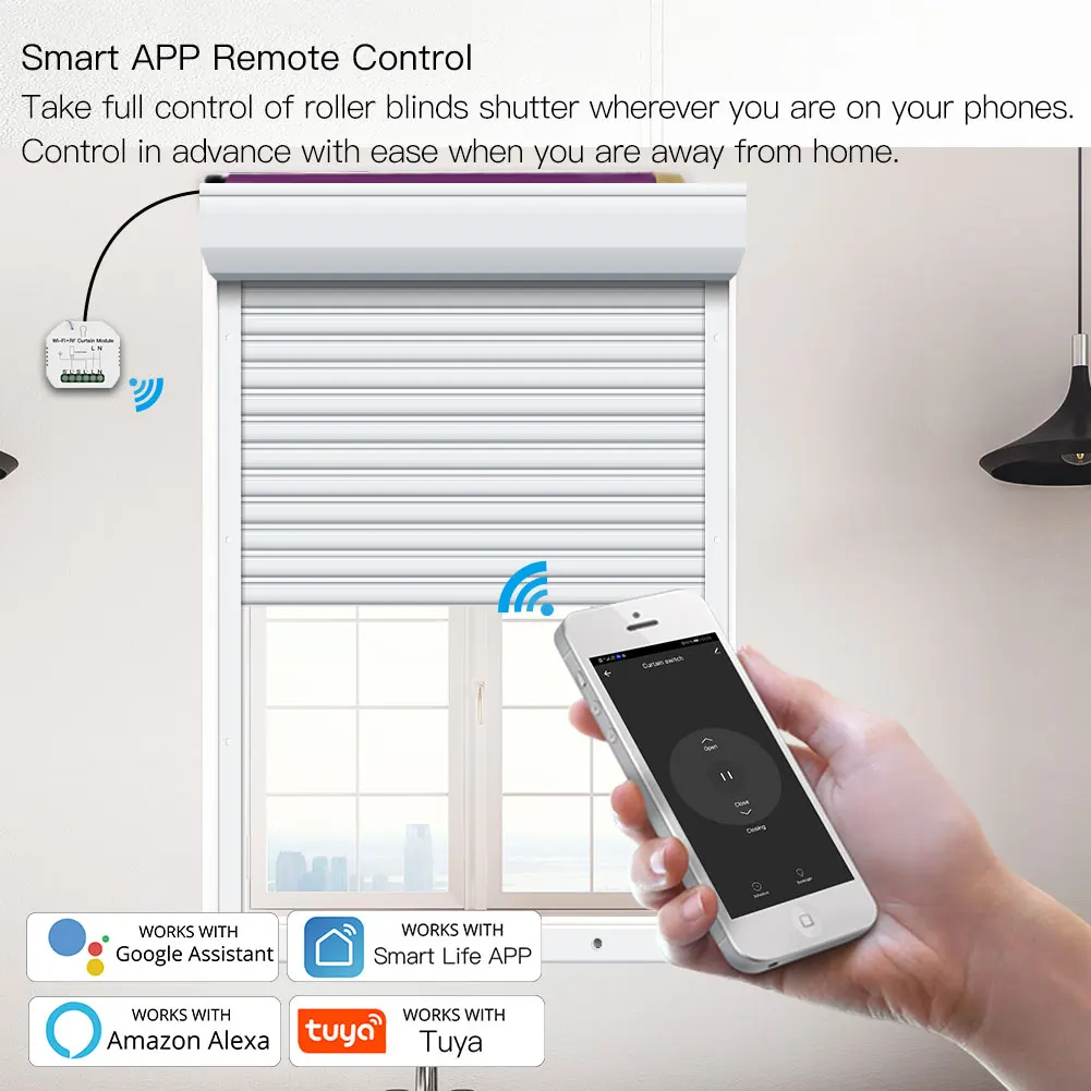 Interruptor de persianas con WiFi RF433, control remoto para persiana enrollable eléctrica, protector solar, Tuya, Smart Life, Google Home, Alexa,