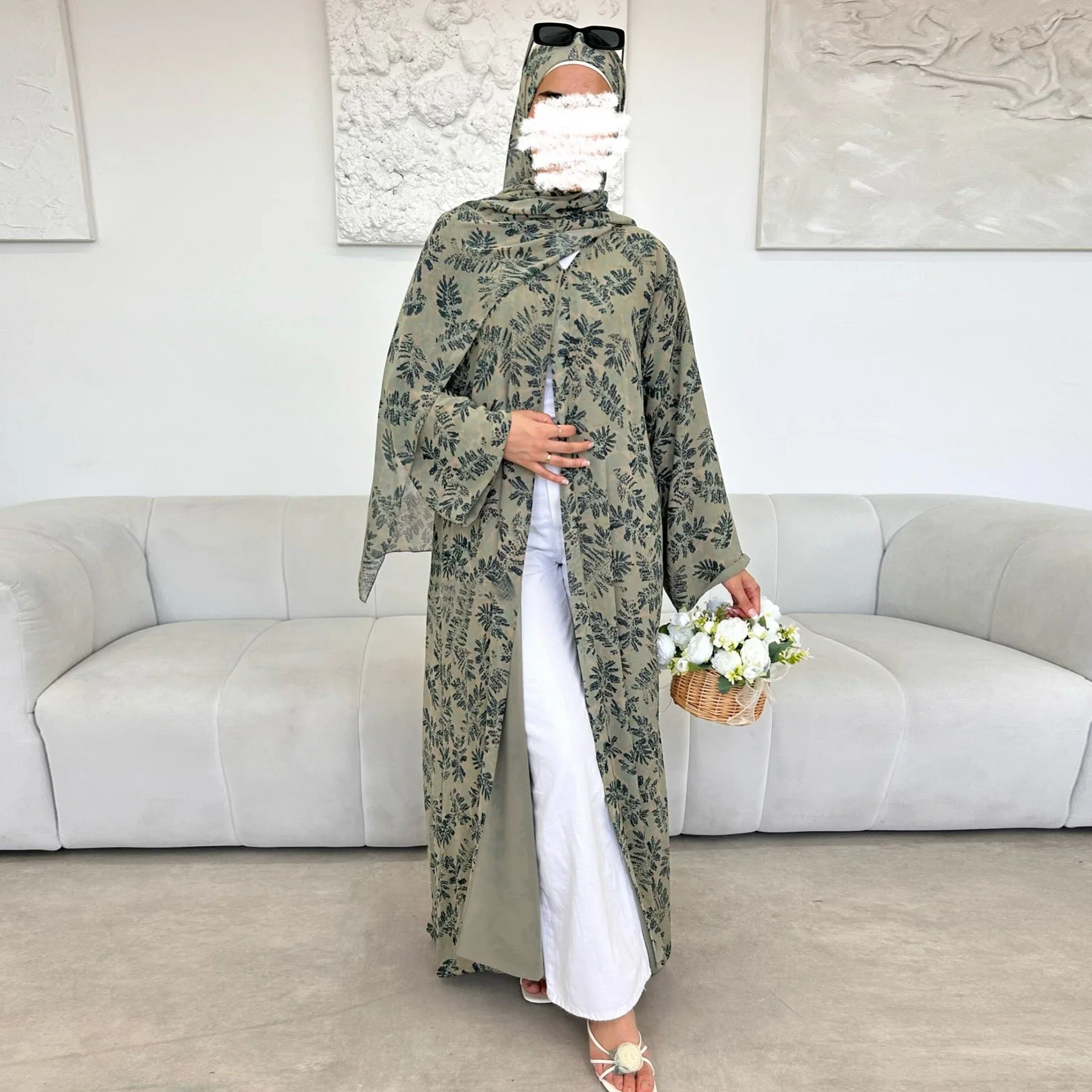 Eid 2-lagiger Chiffon-Abaya-Kimono, Dubai, islamische Kleidung, muslimisches Hijab-Kleid, Abayas für Frauen, afrikanische Kleider, Kaftan-Robe, Ramadan