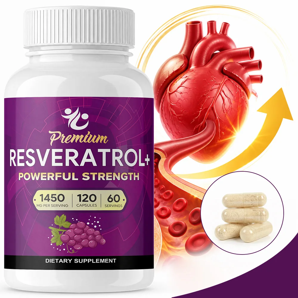 

Resveratrol - Helps Support Cardiovascular Health, Promotes Skin Radiance, and Antioxidants, 120 Capsules