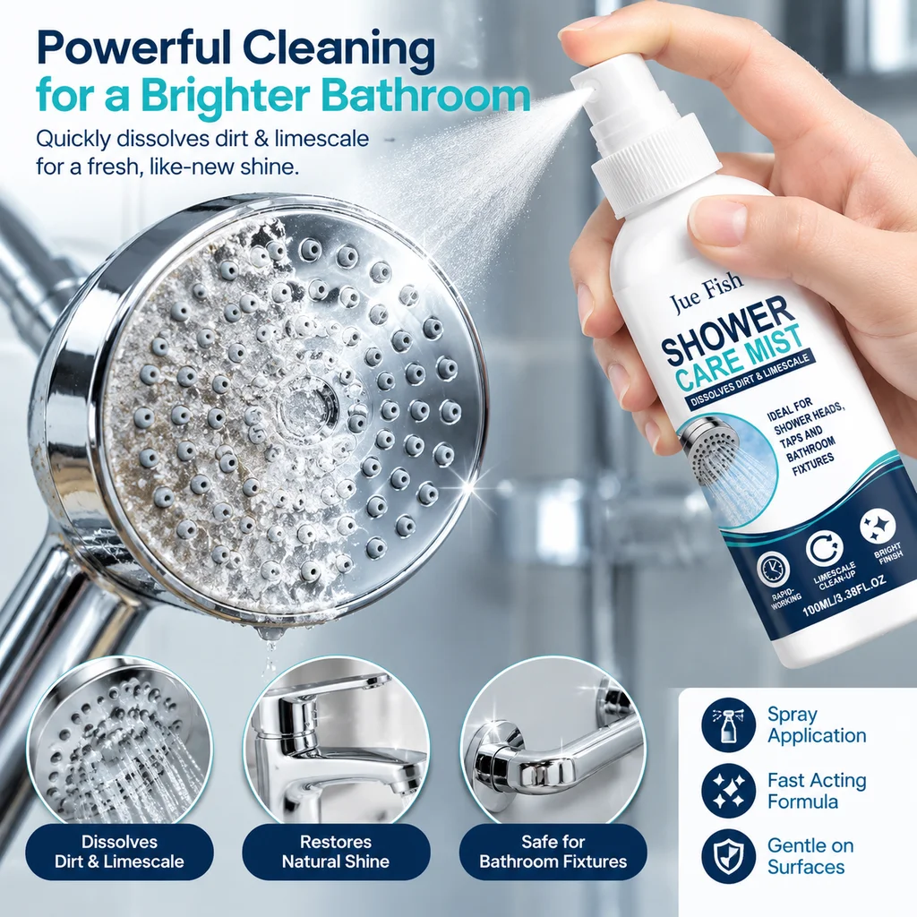 Bathroom Limescale Remover Shower Cleaner Faucet Descaler Spray Shower Head Cleaner Hard Water Stain Remover Home Cleaning 100ml