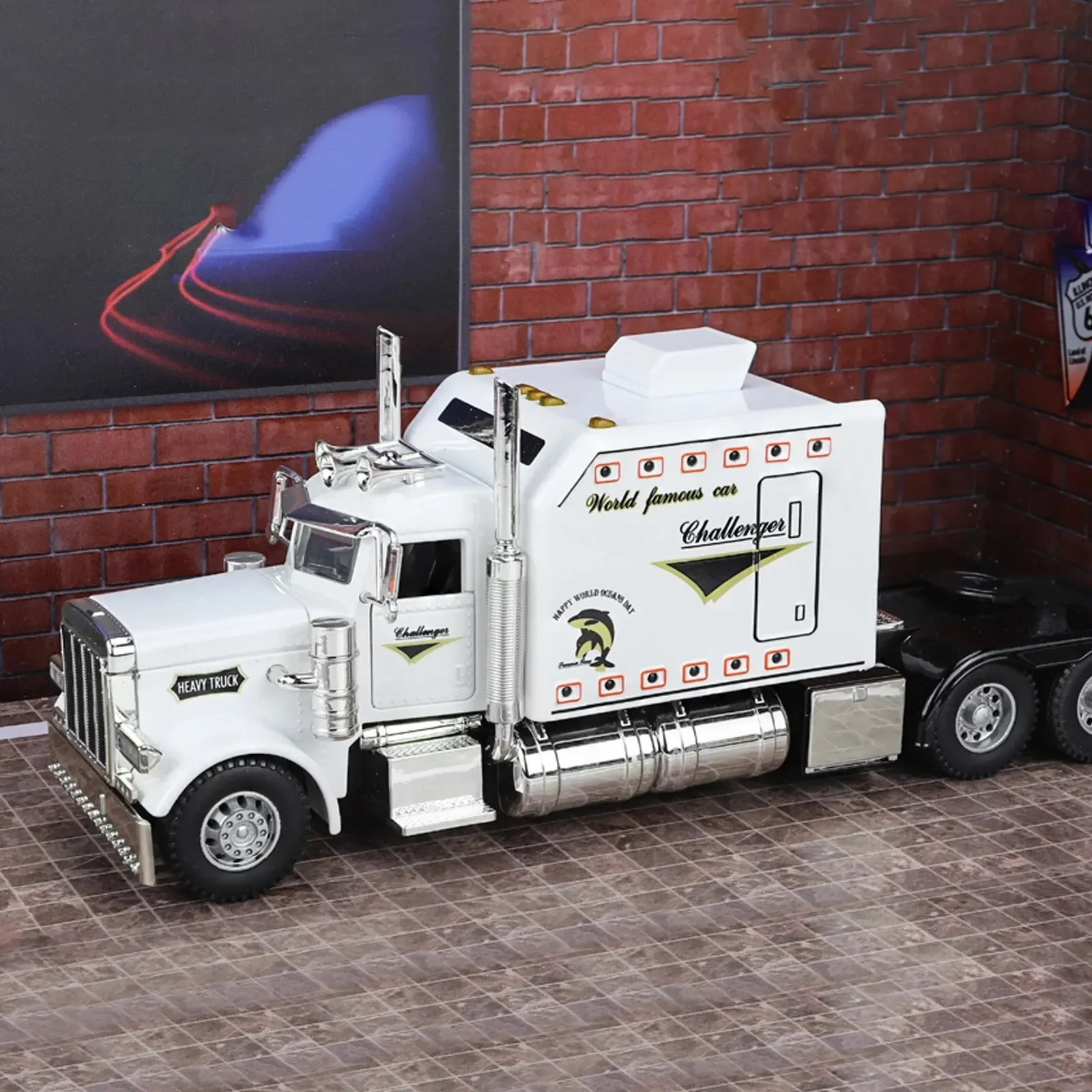 Peterbilt-Tractor de juguete para niños, vehículo de juguete con remolque, diseño Lonestar, con funciones, Semi preconstruido, Reali, escala 1:24,