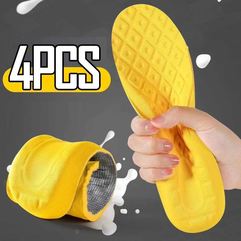 Semelles intérieures en mousse à mémoire de forme pour chaussures, unisexe, en latex, sport, haute élasticité, désodorisation, soins des pieds,