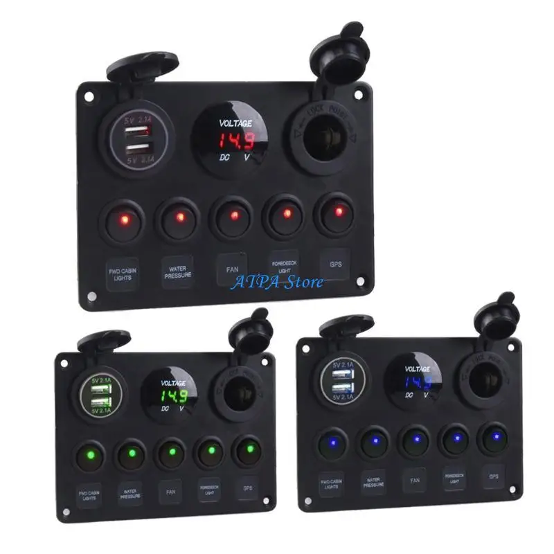 

U13C Rockers Toggle Switch Panel for Yacht Boats Car Waterproof 12V 24V Light Buttons