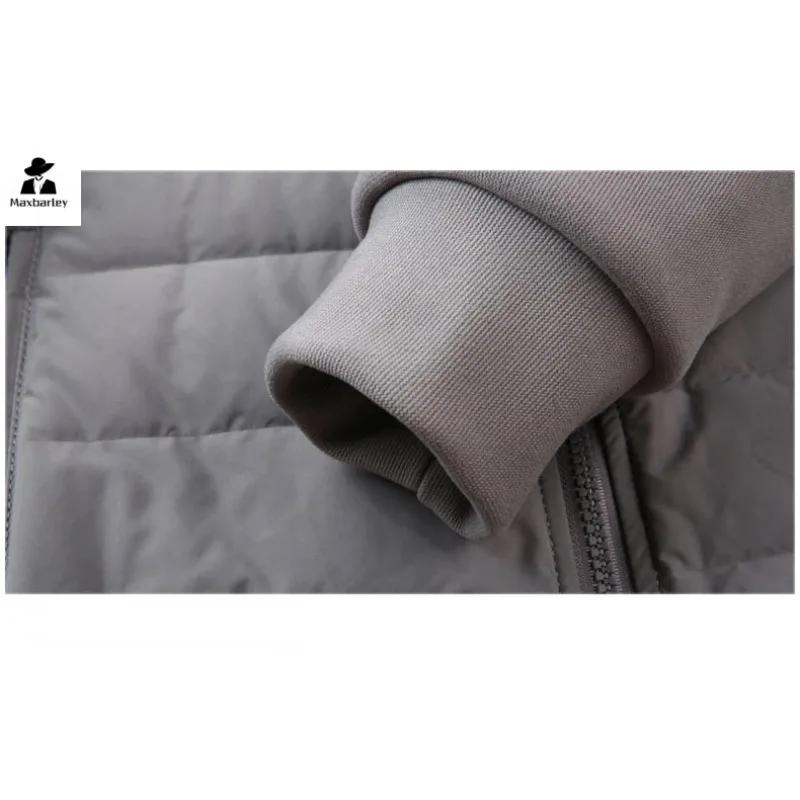Jaket Down Musim Dingin Pria, mantel berkerudung tahan angin kasual olahraga putih hangat ringan merek mewah 2024