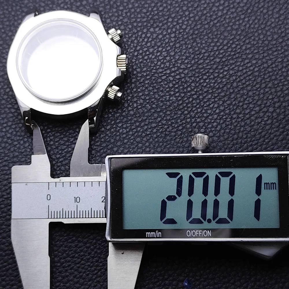 39.3mm VK63 Silvery/Gold Men\'s Watches Steel Case FIT VK63 Movement Case Watch Accessories Watch Parts Fits 20mm Strap Watch Box