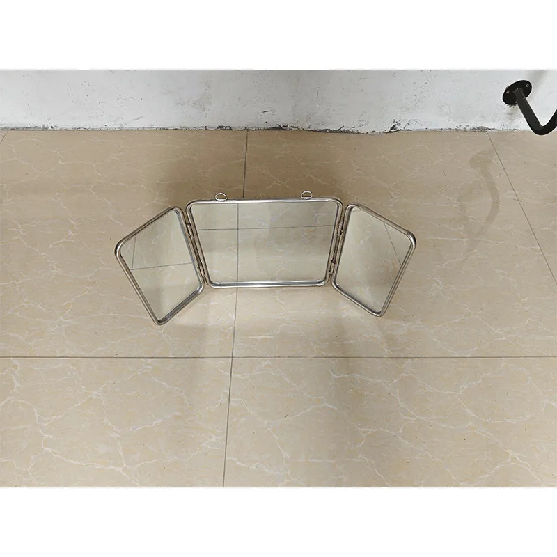 Tri-fold floor full length mirror stainless steel foldable home bathroom vanity mirror