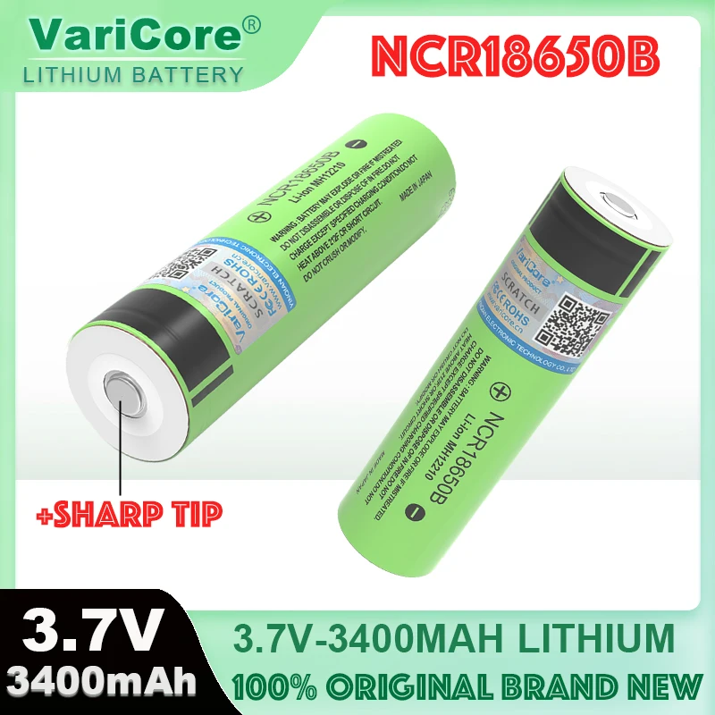 VariCore 100% New Original NCR18650B 3.7v 3400mAh 18650 Lithium Rechargeable Battery Flashlight batteries +Sharp Tip