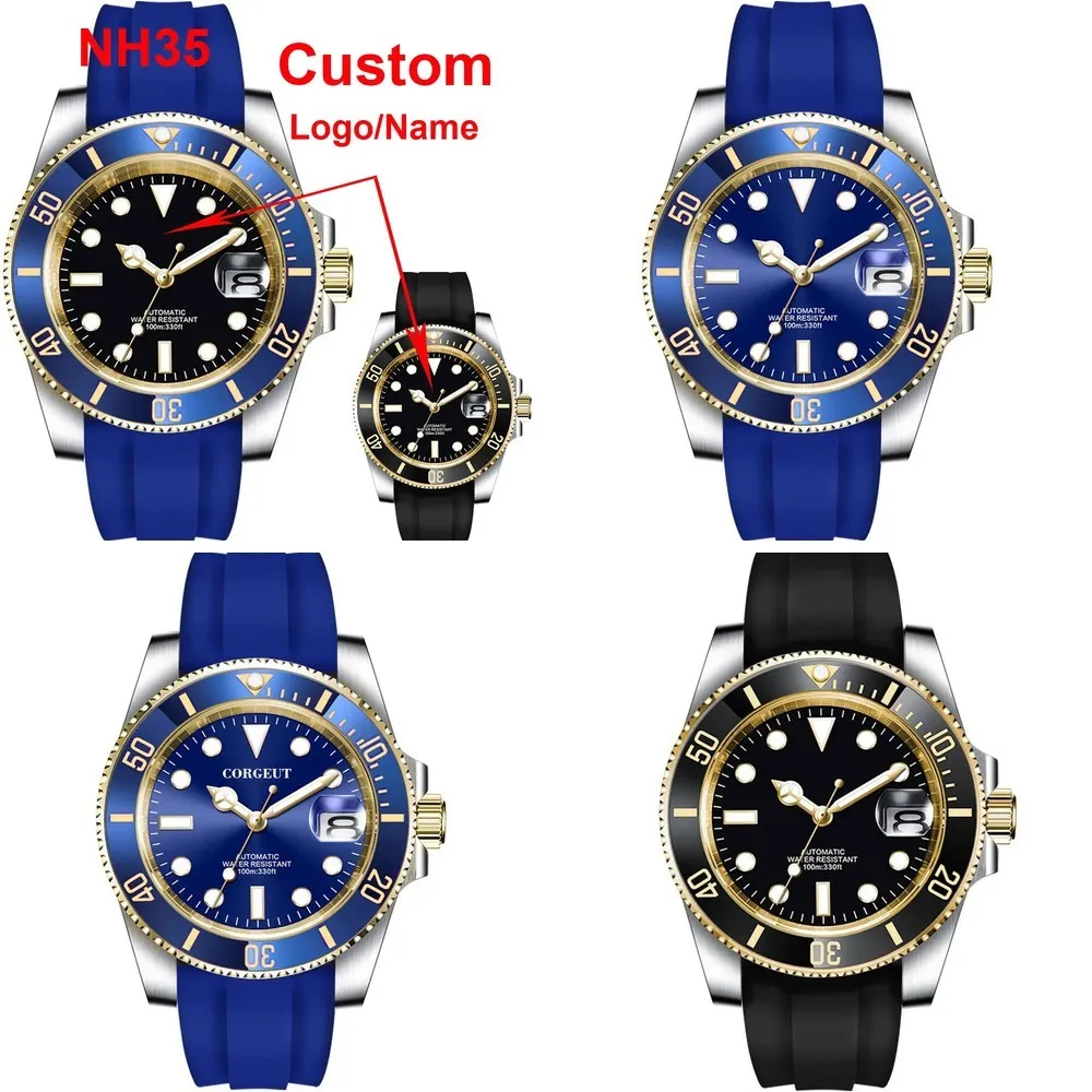 

Moq 5 units wholesale price custom logo high quality luxury watch Corgeut Japan NH35 24 Jewels Automatic Men Watch