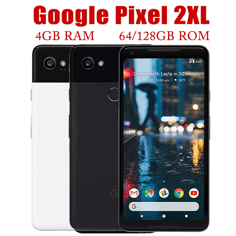 

Original Unlocked Google Pixel 2XL Smartphone 6" 4GB RAM 64/128GB ROM NFC Octa Core Mobile Snapdragon 4G LTE Cell Phone WiFi Bar