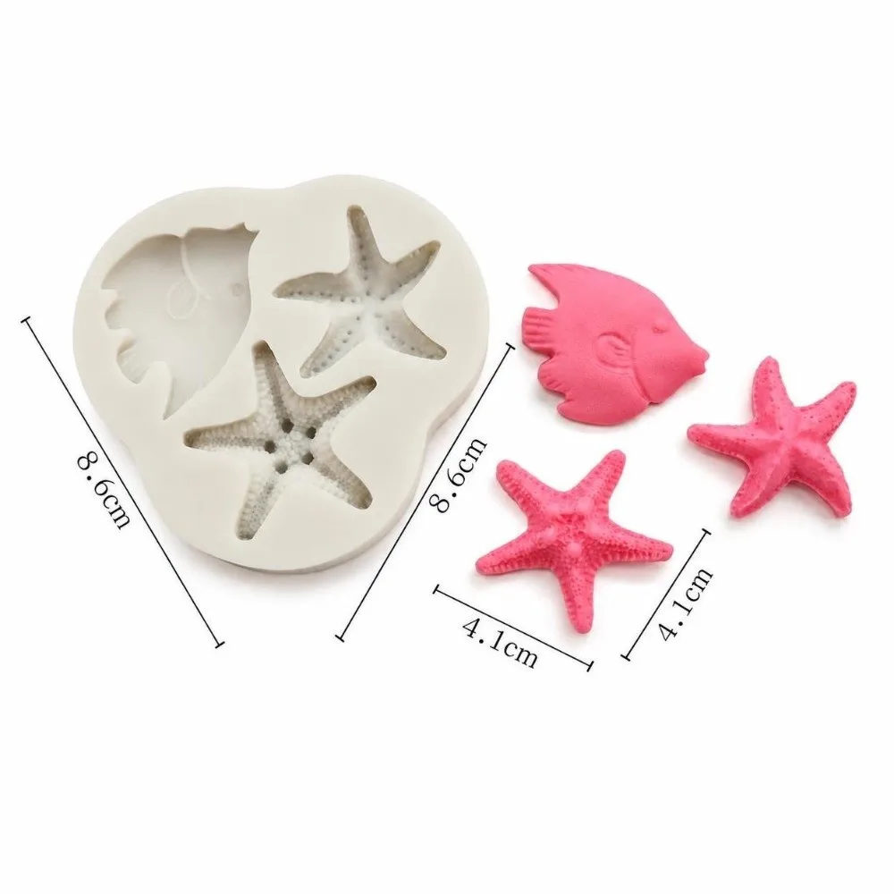 3PCS Flexible Mermaid Tail Silicone Mold Heat Resistant Non-Stick Ocean Theme Fondant Mold Food Grade Silicone