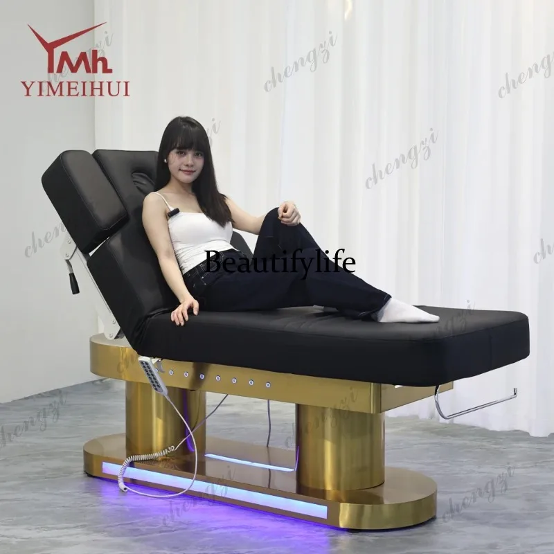 TTT Luxury Eyelash Bed Heating Tilting 4 Motors Salon Facial Lash Beauty Bed Spa Medical Treatment Massage Table