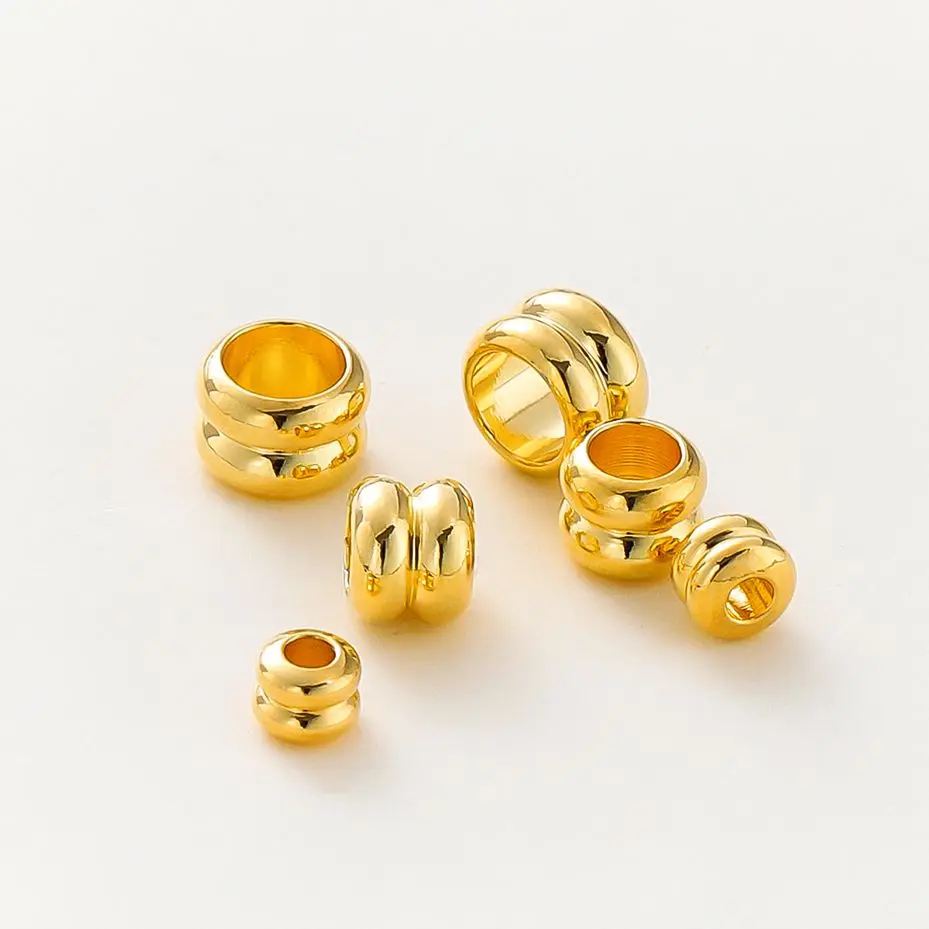 20Pcs Spacer Beads 14K/18K Gold Silver Color Plated Brass 4/5/6mm for DIY Bracelet Necklace Jewelry Making Accessories Supplies