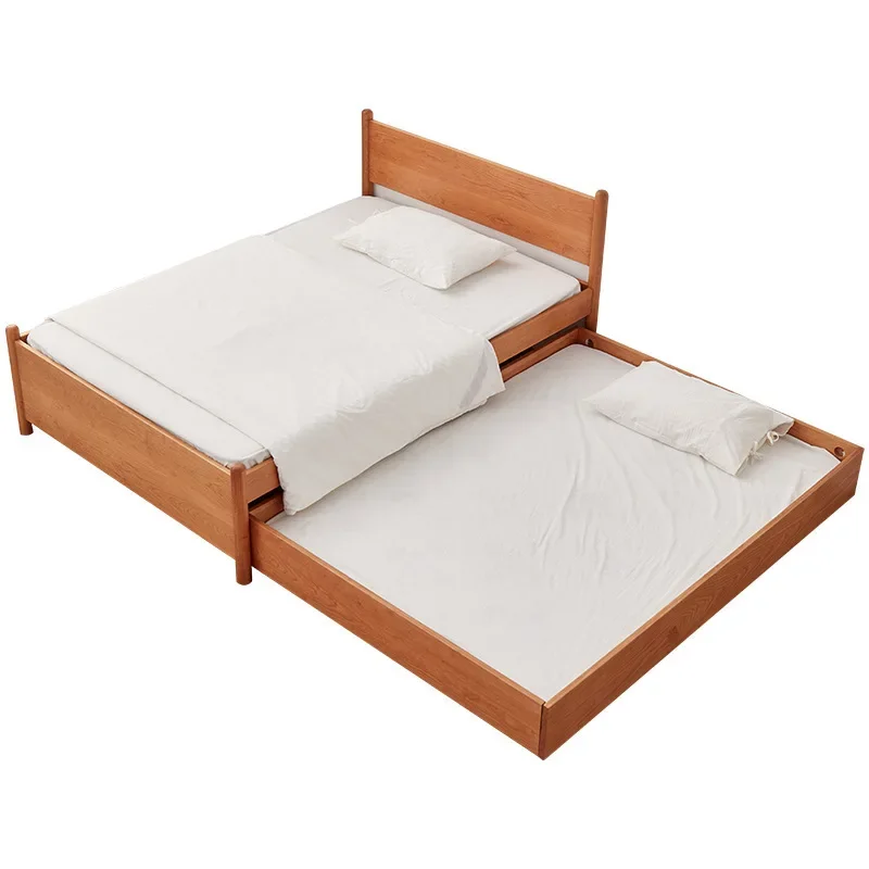 

Nordic all solid wood multi-functional children's bed cherry wood, minimalist splicing bunk push-pull bed