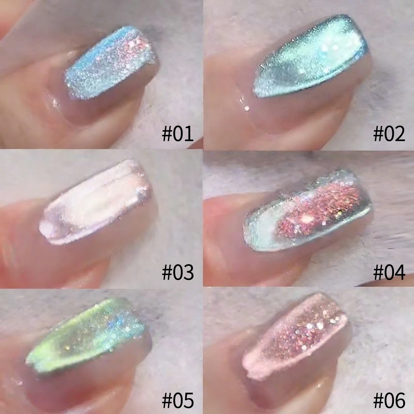 10ML Sparkling Icelandic Aurora Cat Eye Nail Polish 2026 New Trend Popular Crystal Seven Colors Opal Cat Eye Gel Polish 1-6pcs